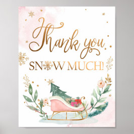 Poster Thank You Snow Much Sign Sleigh Girl Birthday