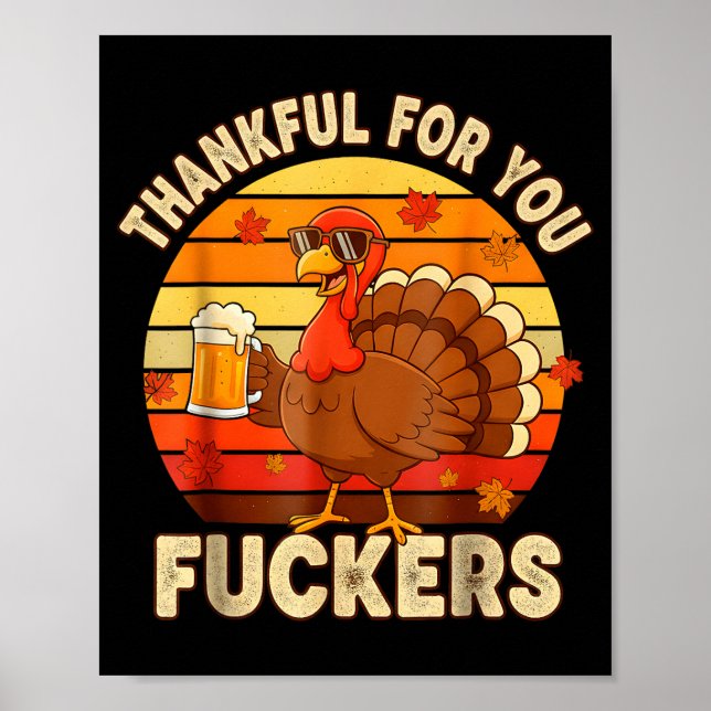 Poster Thankful For You Forers Thanksgiving Happy Turkey  (Frente)