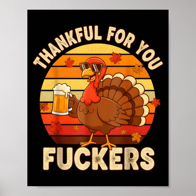 Poster Thankful For You Forers Thanksgiving Happy Turkey  (Frente)