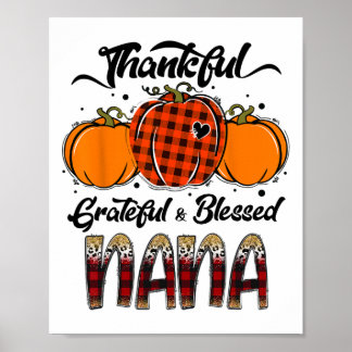 Poster Thankful Grateful Blessed Nana Plaid Thanksgiving
