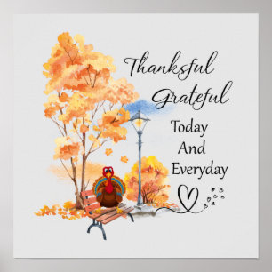 Poster Thankful grateful Thanksgiving turkey 