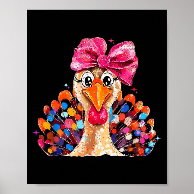 Poster Thanksgiving Girls,coquette Turkey Funny Women, Gi (Frente)