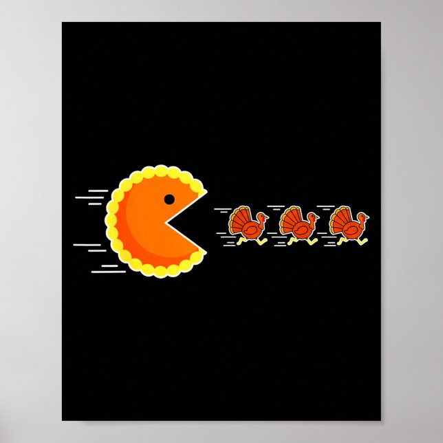Poster Thanksgiving Pumpkin E Chasing Turkey Gamer Men Wo (Frente)