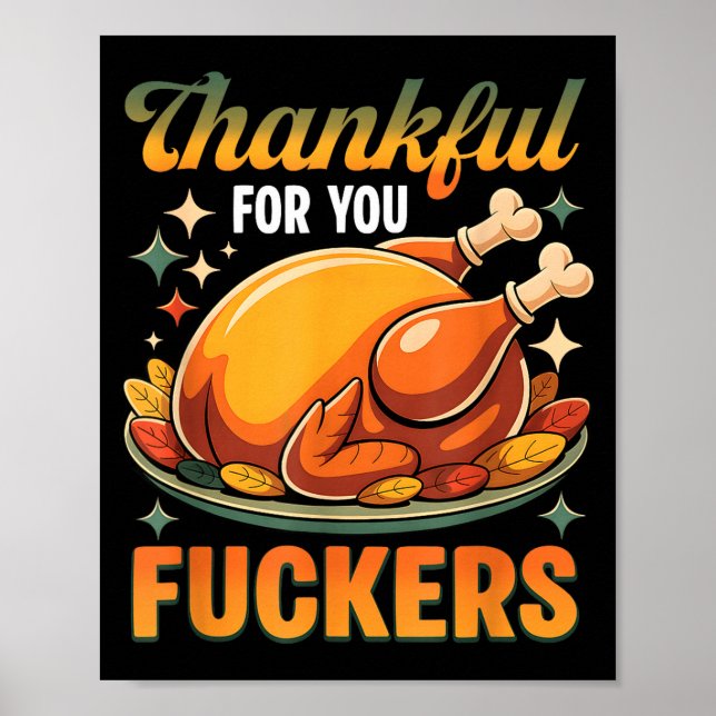 Poster Thanksgiving Roasted Turkey Thankful F0r You F Cke (Frente)