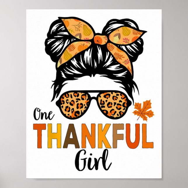 Poster Thanksgiving Shirts For Girls Kids Thankful Girl M (Frente)