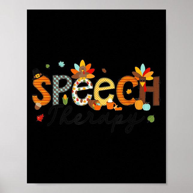 Poster Thanksgiving Speech Therapy Thankful Slp Turkey Sp (Frente)