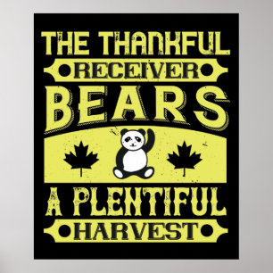 Poster Thanksgiving - Thankful Receiver Bears Harvest