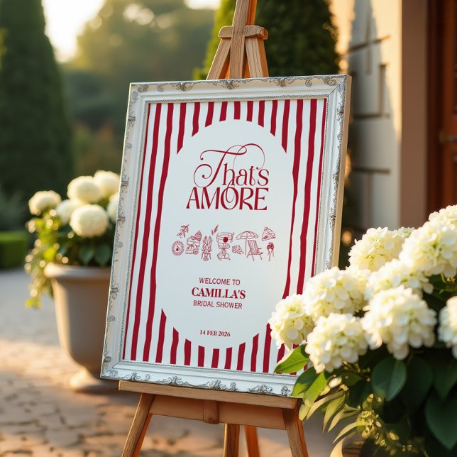 Poster That’s Amore Red hand drawn Bridal Shower (Criador carregado)