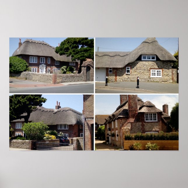 Poster Thatched homes in Selsey. (Frente)