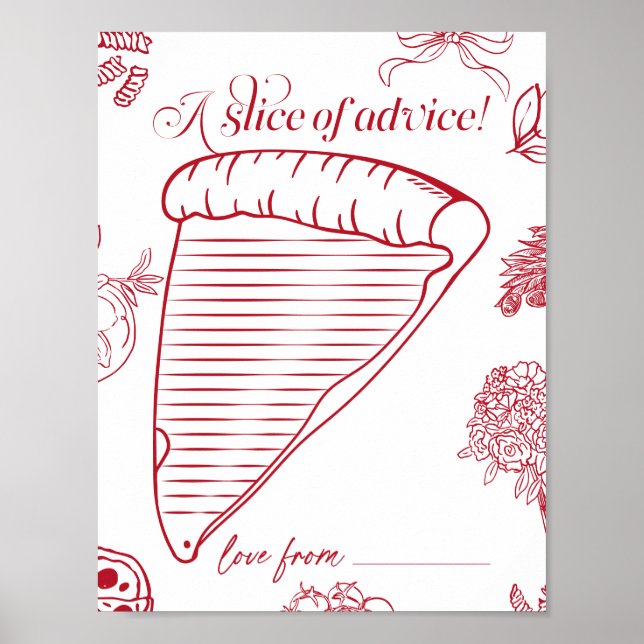 Poster That's Amore Bridal Shower a slice of advice (Frente)