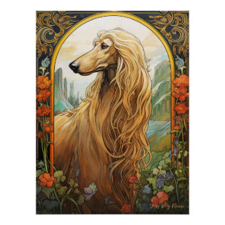 Pôster The Afghan Hound Dog 002 - Natalia Mucha