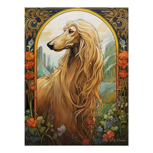 Pôster The Afghan Hound Dog 002 - Natalia Mucha (Frente)