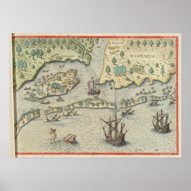 Poster The arrival of the Englishmen in Virginia (Frente)