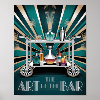 Poster The Art of the Bar Art Deco Cocktail Cart
