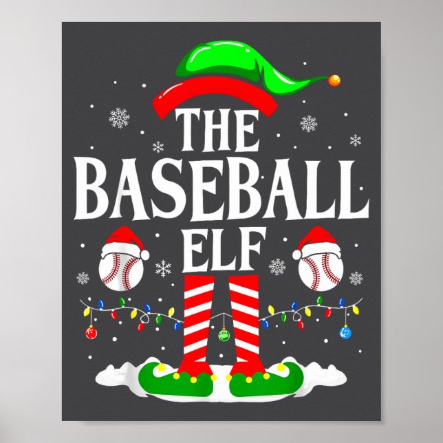 Poster The Baseball Elf Funny Christmas Srt Lovers Xmas E (Frente)