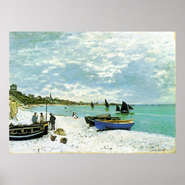 Poster The Beach at Sainte-Adresse Claude Monet (Frente)