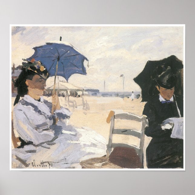 Pôster The Beach em Trouville, 1870 Claude Monet (Frente)