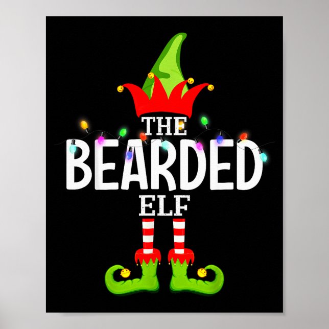 Poster The Bearded Elf Christmas Matching Pajamas  (Frente)