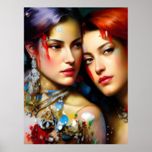 Poster The Beautiful Lovers Colorful Painting