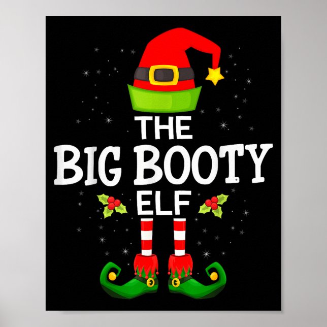 Poster The Big Booty Elf Christmas Family Matching Pajama (Frente)