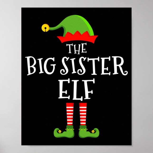 Poster The Big Sister Elf Funny Christmas Matching Family (Frente)