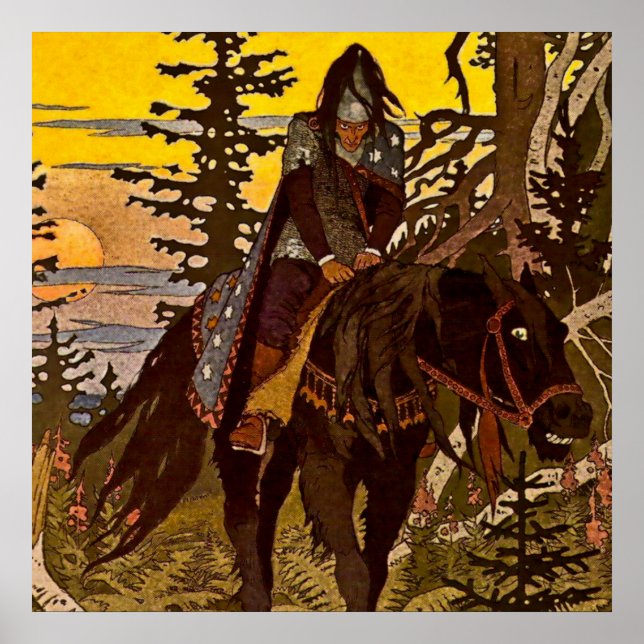 Poster “The Black Knight” by Ivan Bilibin (Frente)