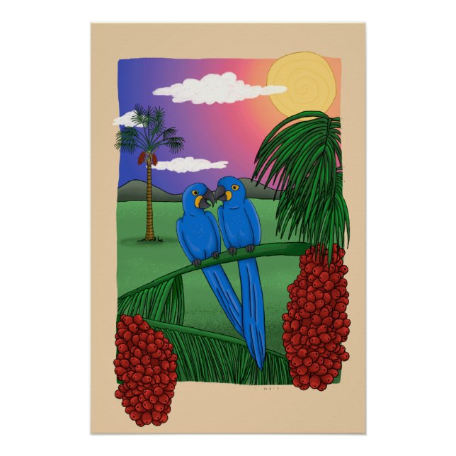 Pôster The Blue Macaw and the acuri coconut (Frente)