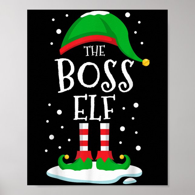 Poster The Boss Elf Christmas Family Matching Xmas Group  (Frente)