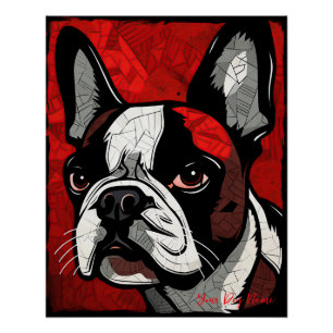 Pôster The Boston Terrier Dog, Red and Black 001 - Ulises