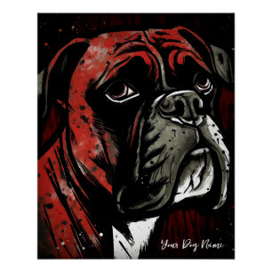 Pôster The Boxer Dog, Red and Black 004 - Ulises Dallaire