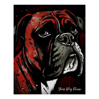 Pôster The Boxer Dog, Red and Black 004 - Ulises Dallaire