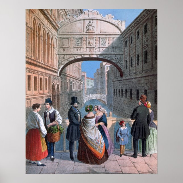Poster The Bridge of Sighs, Venice, engraved by Brizeghel (Frente)