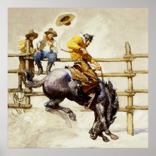 Poster "The Bucking Bronco" Por NC Wyeth
