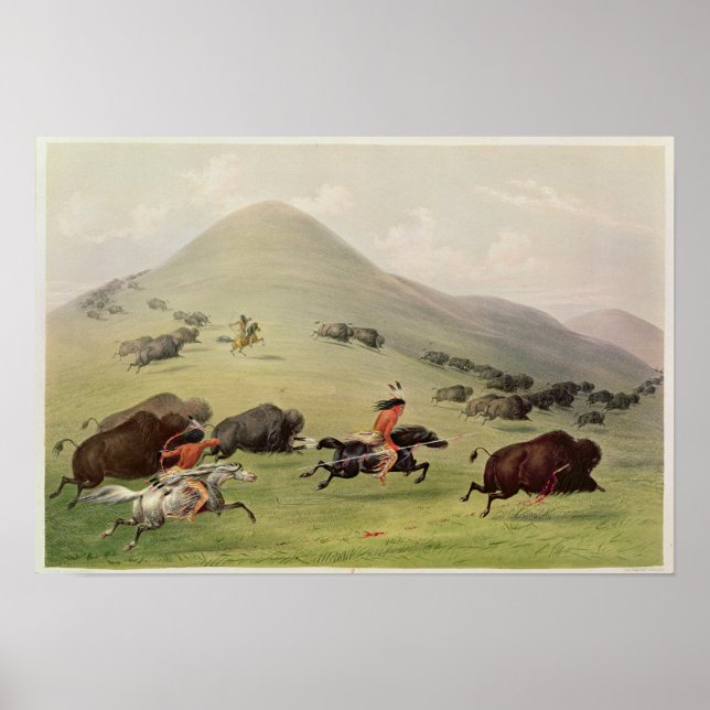 Pôster The Buffalo Hunt, c.1832 (Frente)