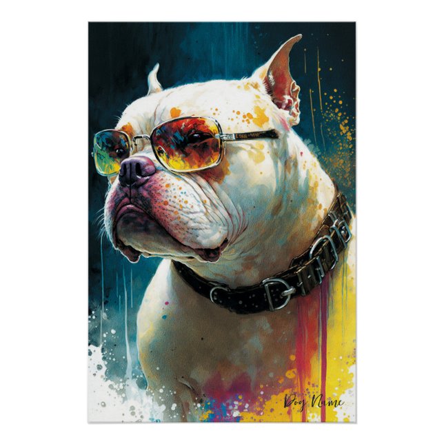 Pôster The Bulldog With Sunglasses - Composition 008 (Frente)