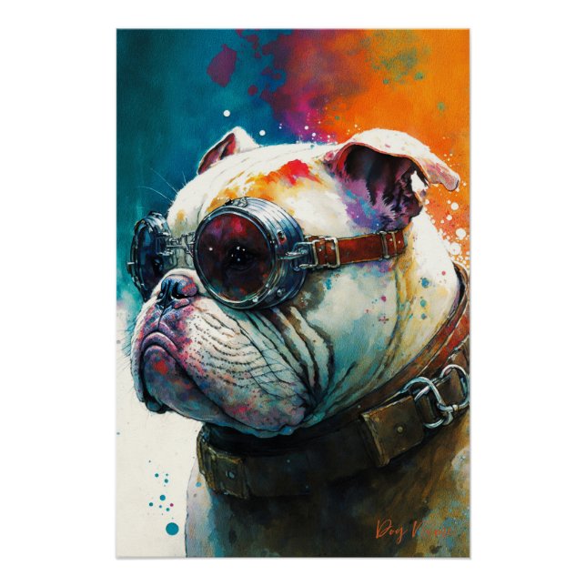 Pôster The Bulldog With Sunglasses - Composition 010 (Frente)