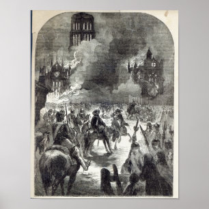 Poster The burning of Old St. Paul's, 1666
