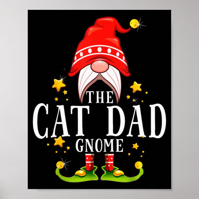 Poster The Cat Dad Gnome Christmas Matching For Men Women (Frente)