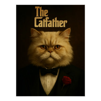 Pôster The Catfather - Persian Cat Godfather Parody Art