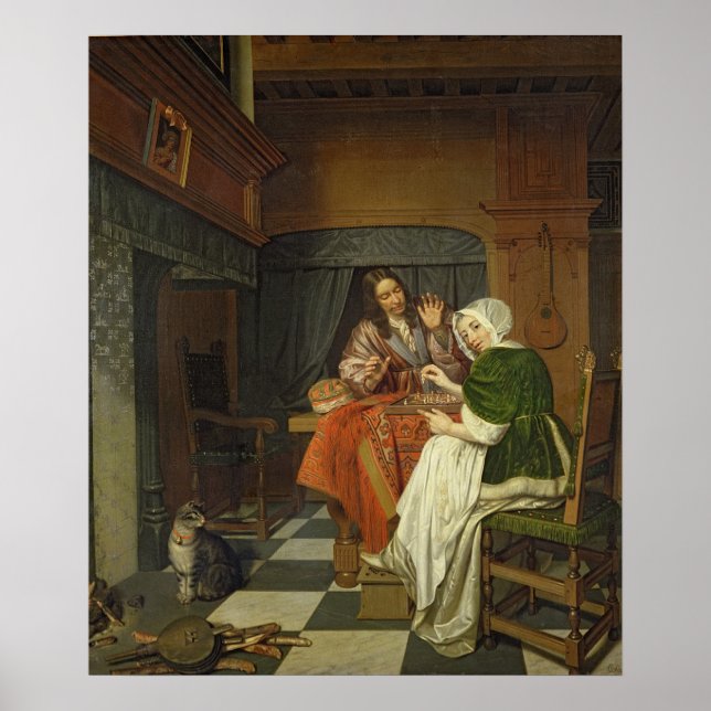 Poster The Chess Players, c.1670 (Frente)