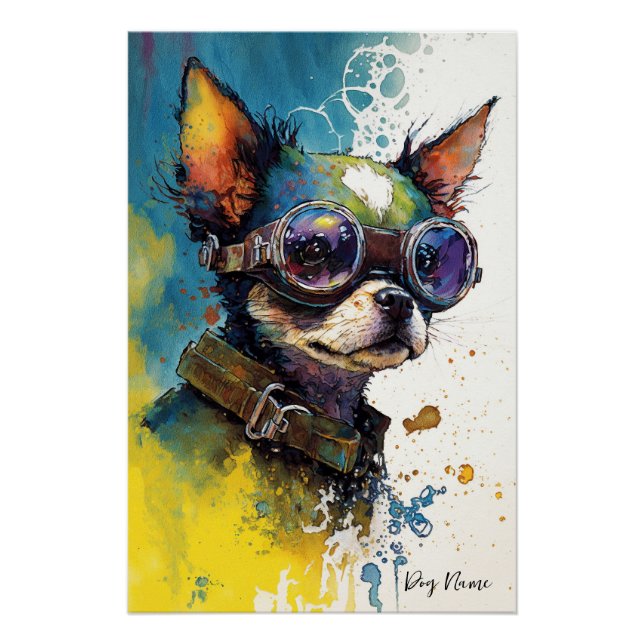 Pôster The Chihuahua Dog With Sunglasses - Composition002 (Frente)
