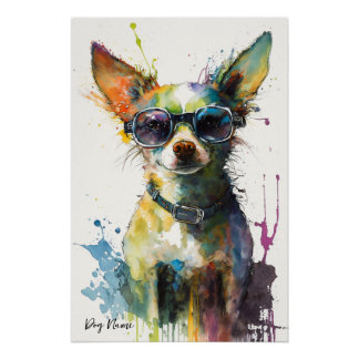 Pôster The Chihuahua Dog With Sunglasses - Composition007