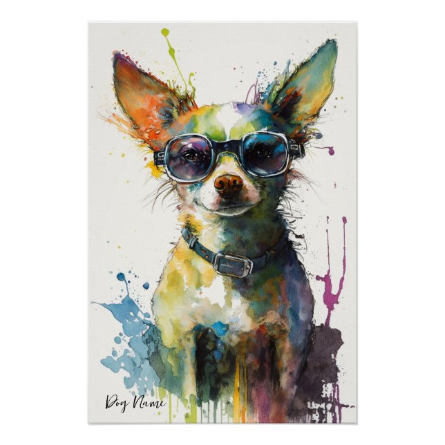 Pôster The Chihuahua Dog With Sunglasses - Composition007 (Frente)