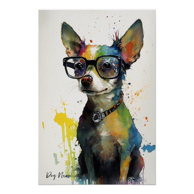 Pôster The Chihuahua Dog With Sunglasses - Composition010 (Frente)