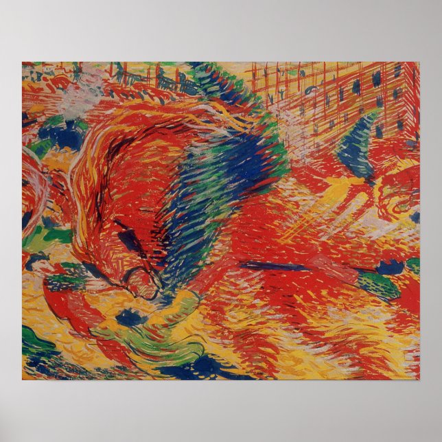 Pôster The City Rises, 1911 (tempera no cartão) (Frente)