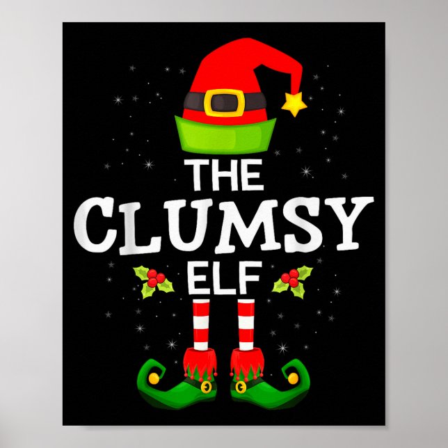 Poster The Clumsy Elf Christmas Family Matching Pajama  (Frente)