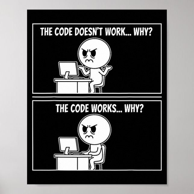 Poster The Code Doesn't Work Funny Programmer Computer En (Frente)