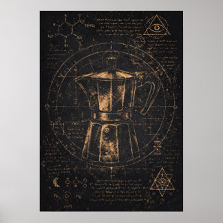 Poster The Coffee Alchemist, Mystic Caffeine Abstract Art