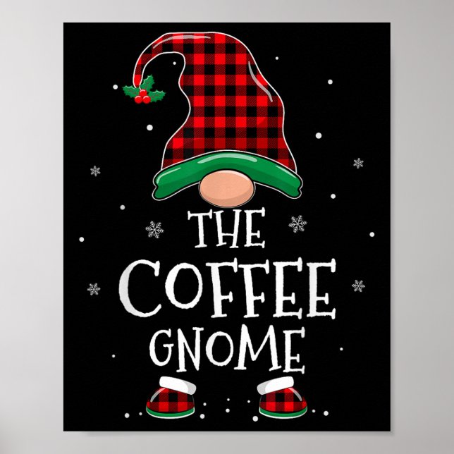 Poster The Coffee Gnome Xmas Family Matching Plaid Christ (Frente)