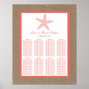 Poster The Coral Starfish Burlap Beach Wedding Collection